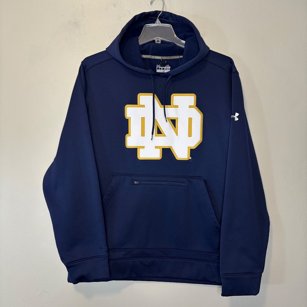 Under Armour Notre Dame Fighting Irish ColdGear Hoodie Mens XL Navy Blue Fleece